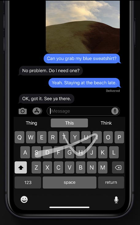Apple iPhone iOS 13 QuickPath Typing