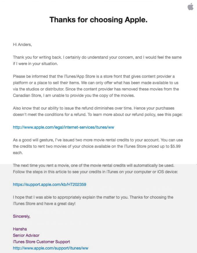 Apple r&eacute;ponse Twitter Anders G da Silva