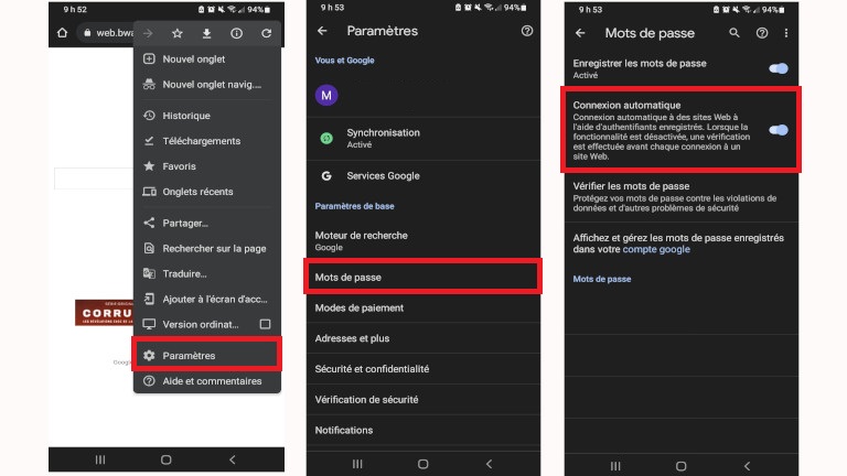 application Google Chrome désactiver fonction saisie automatique informations