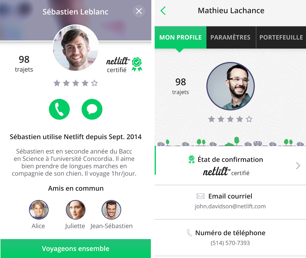 Application Netlift profil