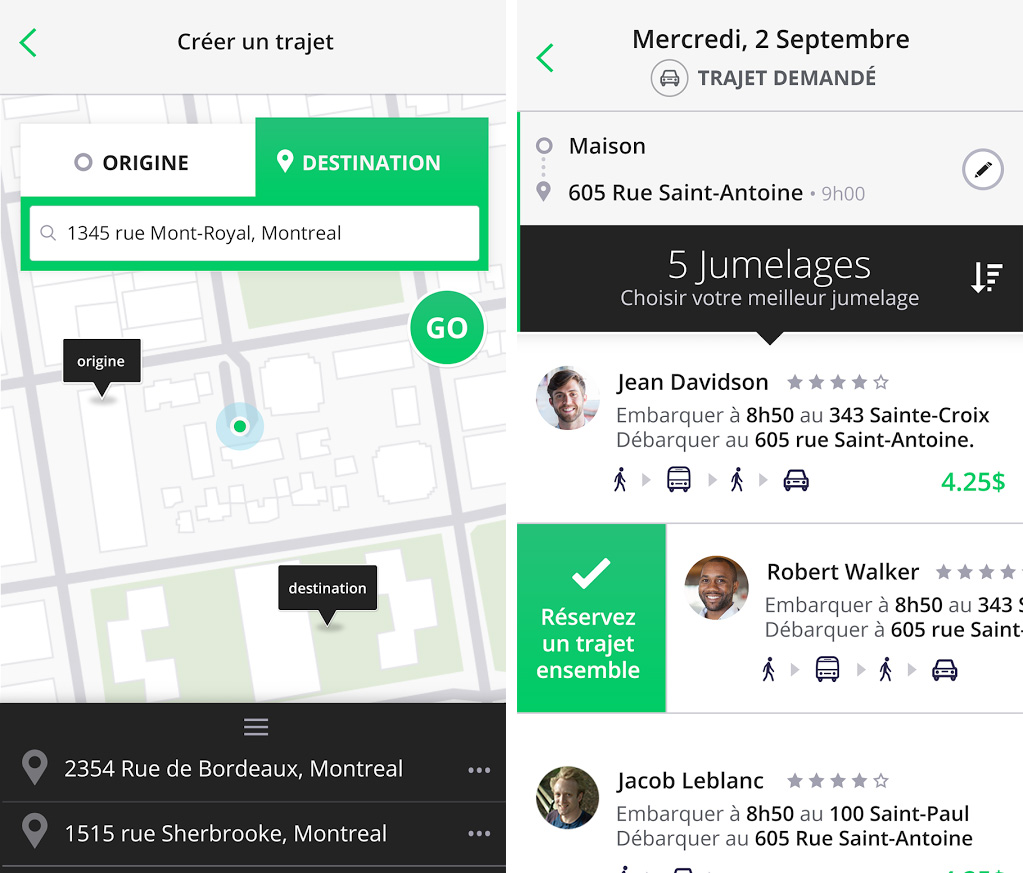 Trajet application Netlift