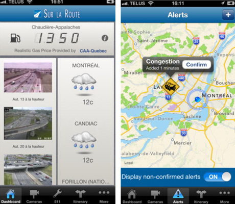 Application Sur la route