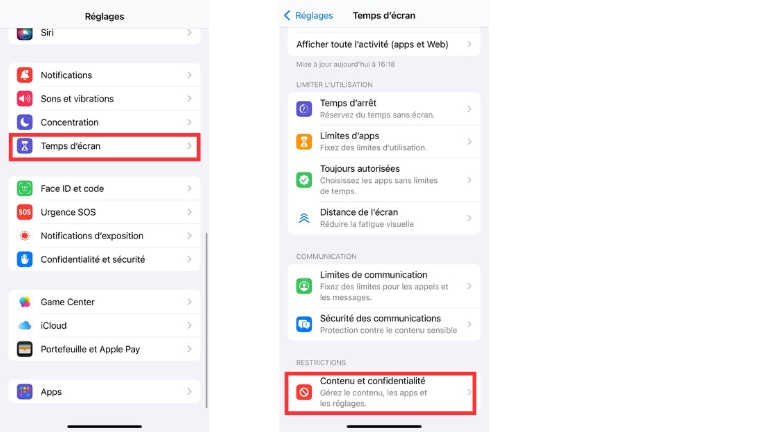 Bloquer le contenu inapproprié et les achats intégrés sur iPhone