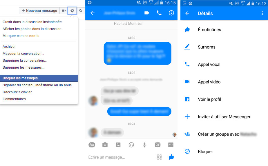 Bloquer utilisateur Messenger