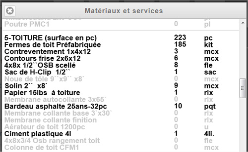Constructeur virtuel liste mat&eacute;riau