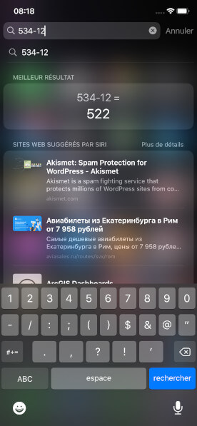 Calculatrice Spotligh iPhone