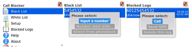 Application Call Blocker BlackBerry