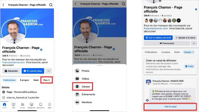 Comment trouver les canaux de diffusion sur une Page Facebook