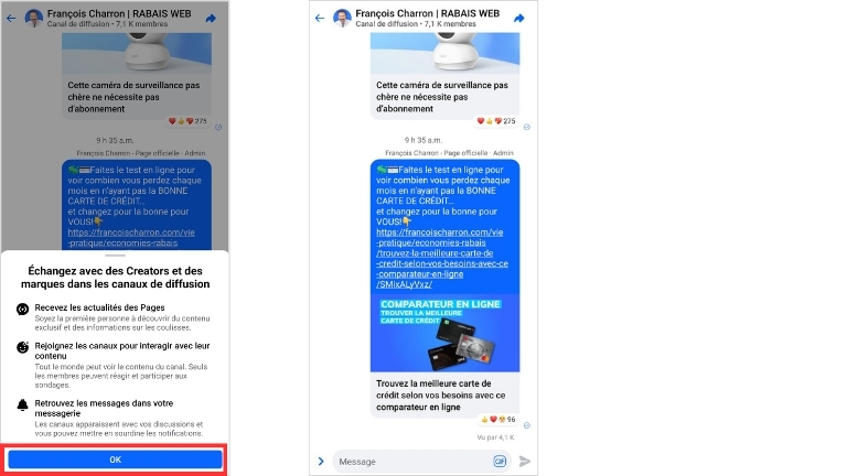 Comment trouver les canaux de diffusion sur une Page Facebook