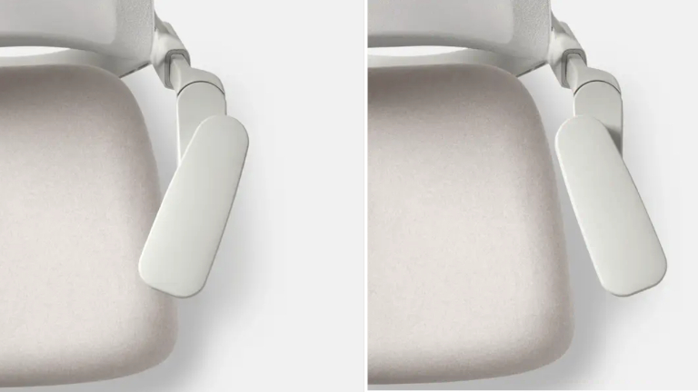 Les accoudoirs à double pivot permettent plus de flexibilité. Chaise Equation Ergonofis accoudoir