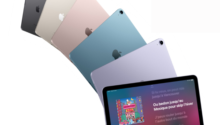 Les iPad Air 5e génération, eux, sont plutôt disponibles en cinq belles couleurs variées. cinq couleurs disponibles Apple iPad Air 5e gen