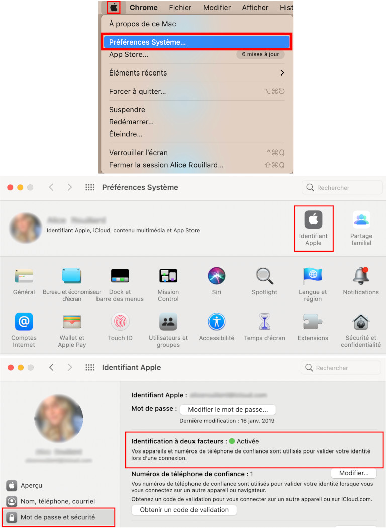 Comment activer double authentification Apple Mac
