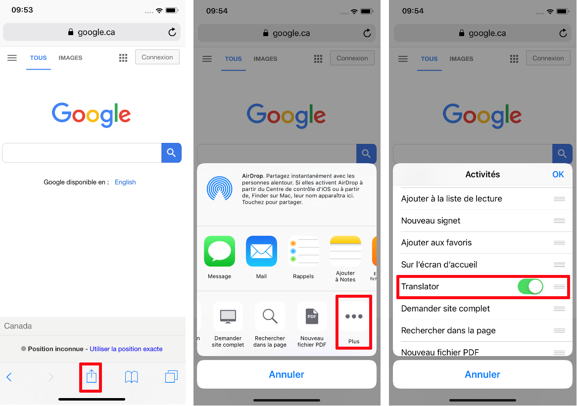 Activer extension Safari Microsoft Traduction