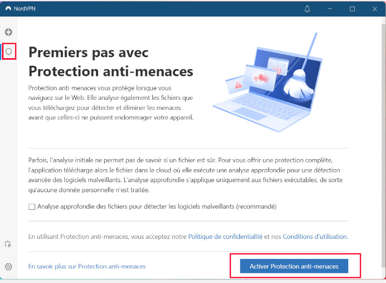 Comment activer protection anti-menace NordVPN ordinateur