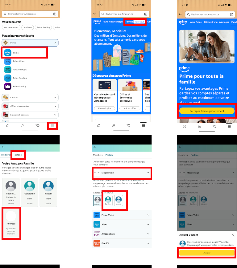Inviter quelqu'un compte Amazon Prime