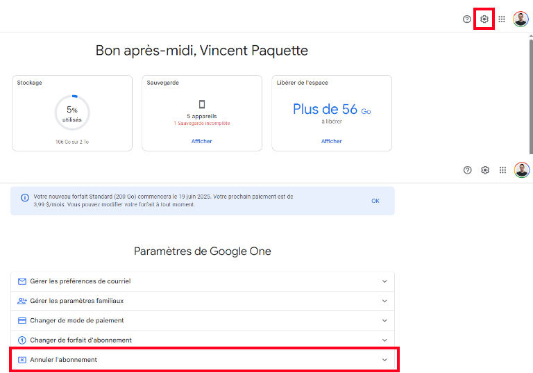 Voici comment se désabonner de Google One via un ordinateur Comment se désabonner de Google One via un ordinateur