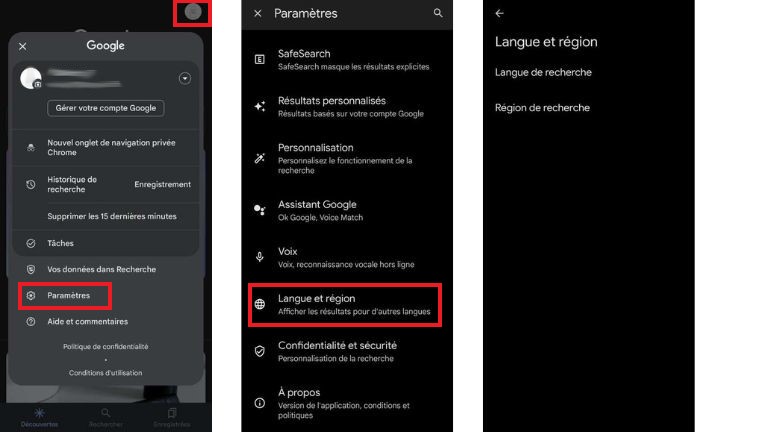 comment changer r&eacute;gion g&eacute;ographique android