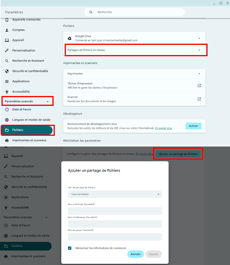 Comment connecter un disque réseau à un Chromebook.