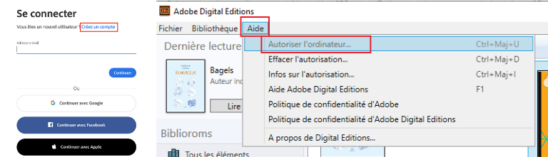comment créer identifiant Adobe autoriser ordinateur