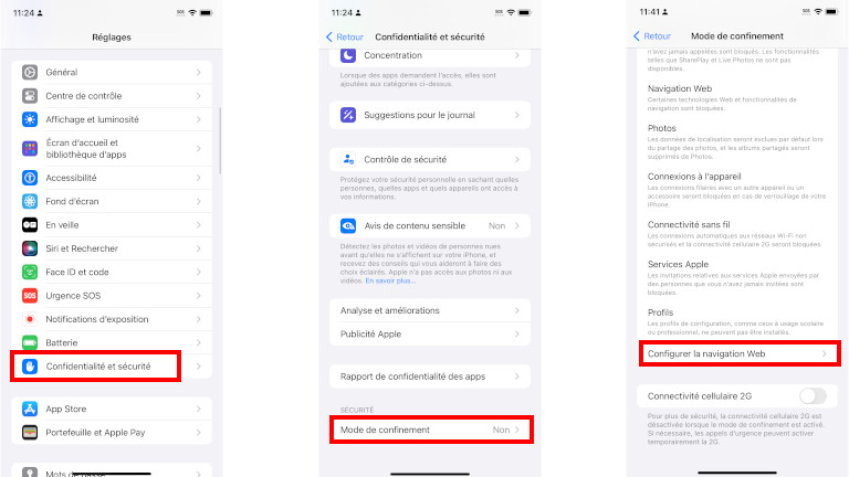 Comment exclure une app du mode isolement sur iPhone