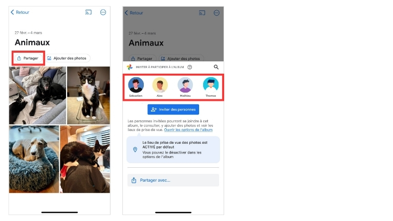 Comment partager l’un de ses albums photo avec nos contacts Google.