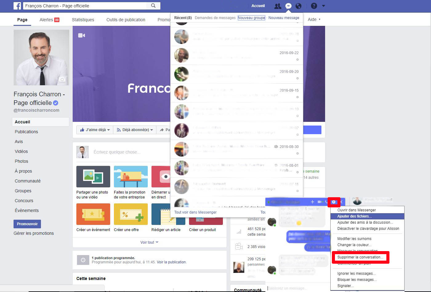 Comment supprimer une conversation Messenger