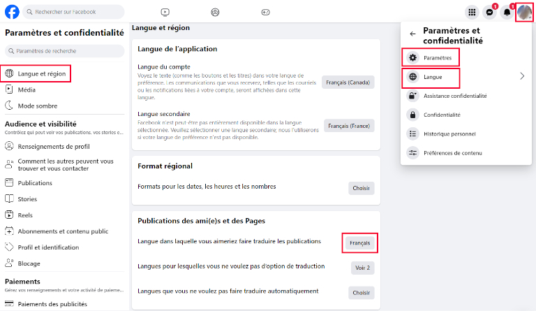 Comment traduire publication Facebook sur un ordinateur.