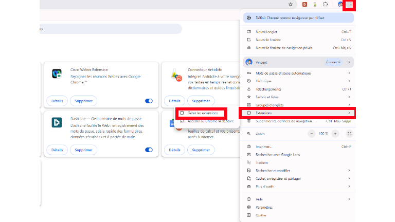 Comment trouver extensions Chrome