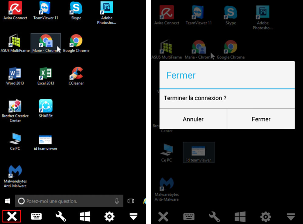 Fermer la connexion de TeamViewer