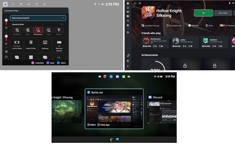 Interfaces ASUS ROG Xbox Ally