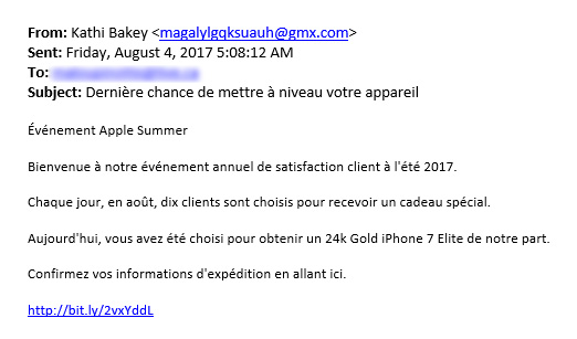 Courriel événement Apple Summer