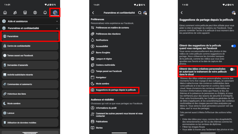 Comment d&eacute;sactiver cr&eacute;ation de Meta AI