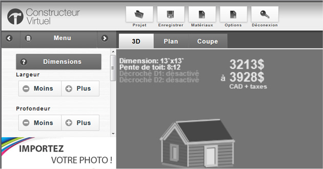 Constructeur virtuel dimensions