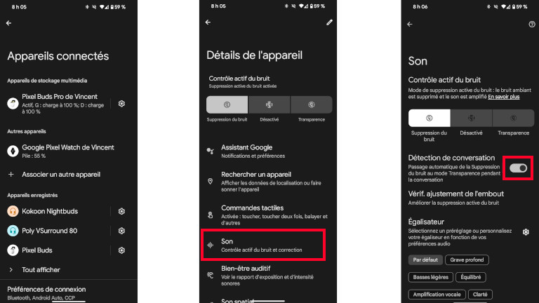Pixel Buds Pro comment activer détection des conversations