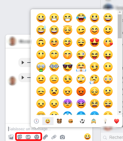 Facebook émoticônes messagerie instantanée