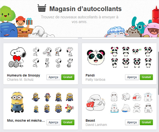 Magasin autocollants Facebook