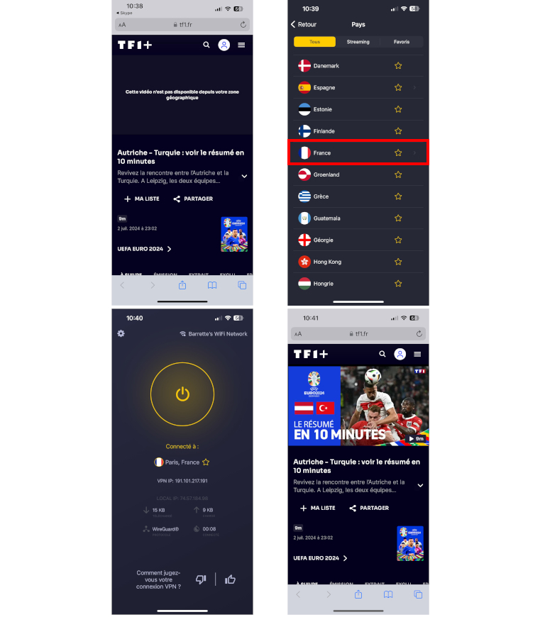 Exemple de comment contourner les restrictions géographiques avec un VPN