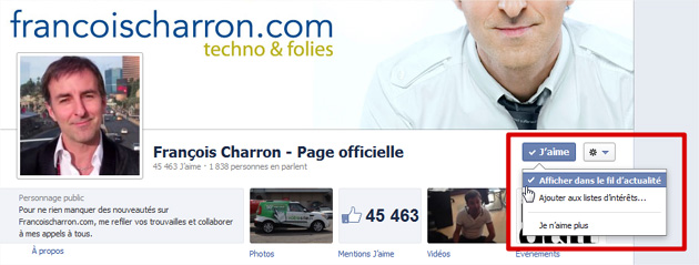 Facebook afficher dans le fil d'actualit&eacute;