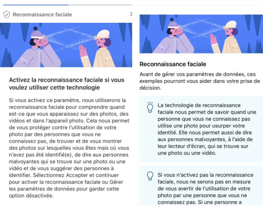 Facebook fen&ecirc;tre reconnaissance faciale