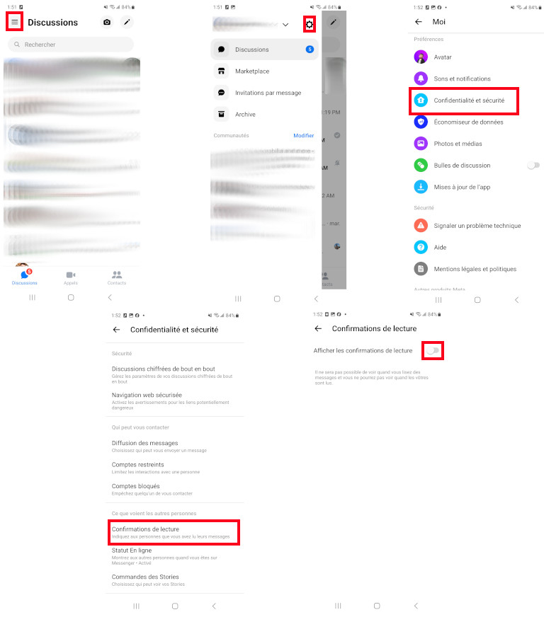 Retirer la confirmation de lecture Messenger sur Samsung
