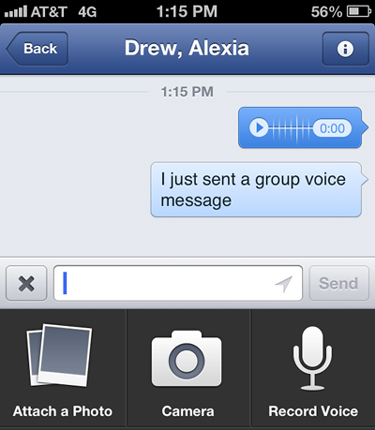Facebook Messenger message vocal