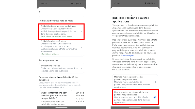 Voici comment empêcher la publicité des partenaires de Meta sur Android. Comment empêcher la publicité des partenaires de Meta sur Android