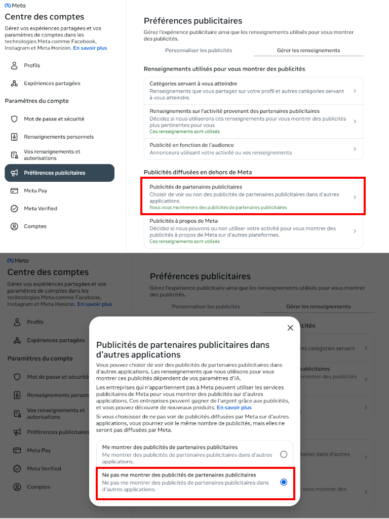 Voici comment empêcher la publicité des partenaires de Meta sur PC Comment empêcher la publicité des partenaires de Meta sur PC