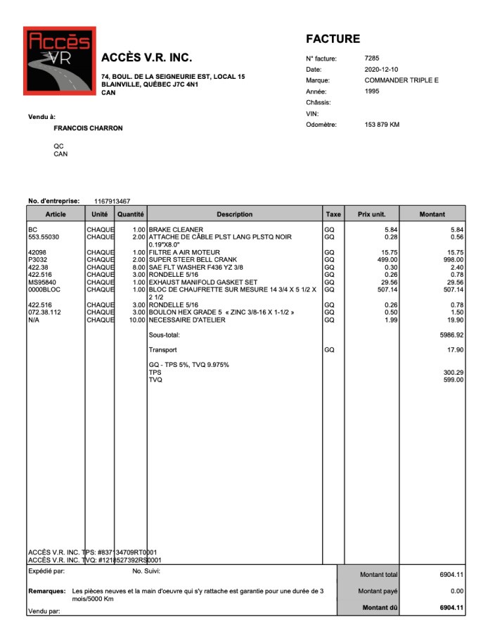 Facture VR 3