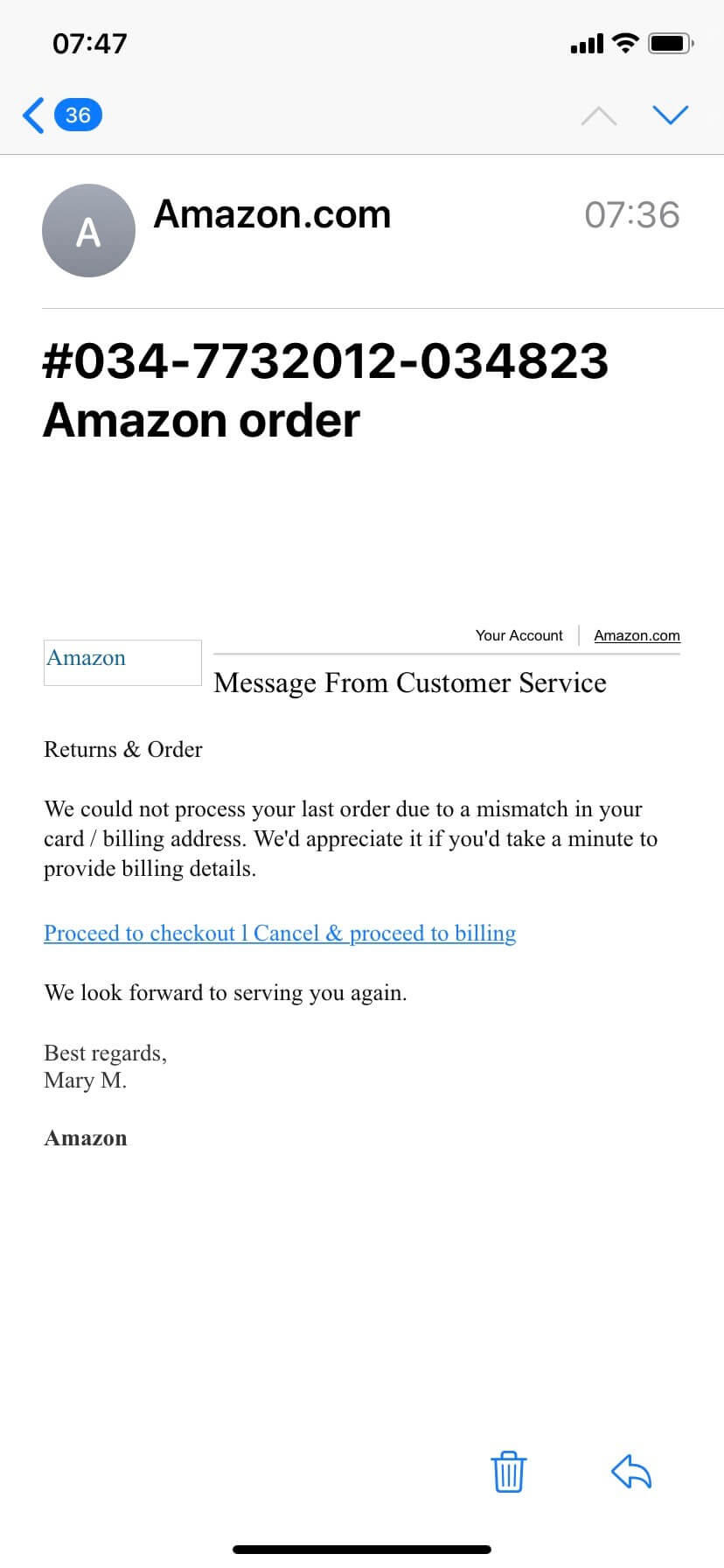faux courriel amazon