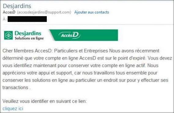 Faux courriel AccèsD
