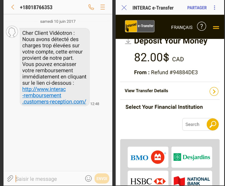 Virement Interac Vidéotron