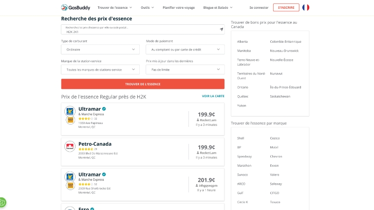 Gr&acirc;ce aux utilisateurs de GasBuddy, la liste du prix du litre d'essence reste &agrave; jour.