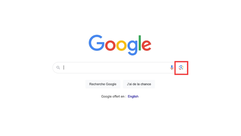 L'emplacement de l'ic&ocirc;ne d'appareil photo sur Google.