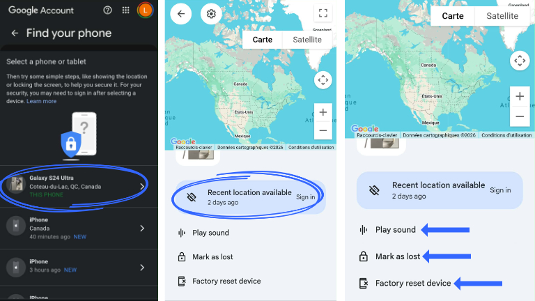 Retrouver T&eacute;l&eacute;phone Android